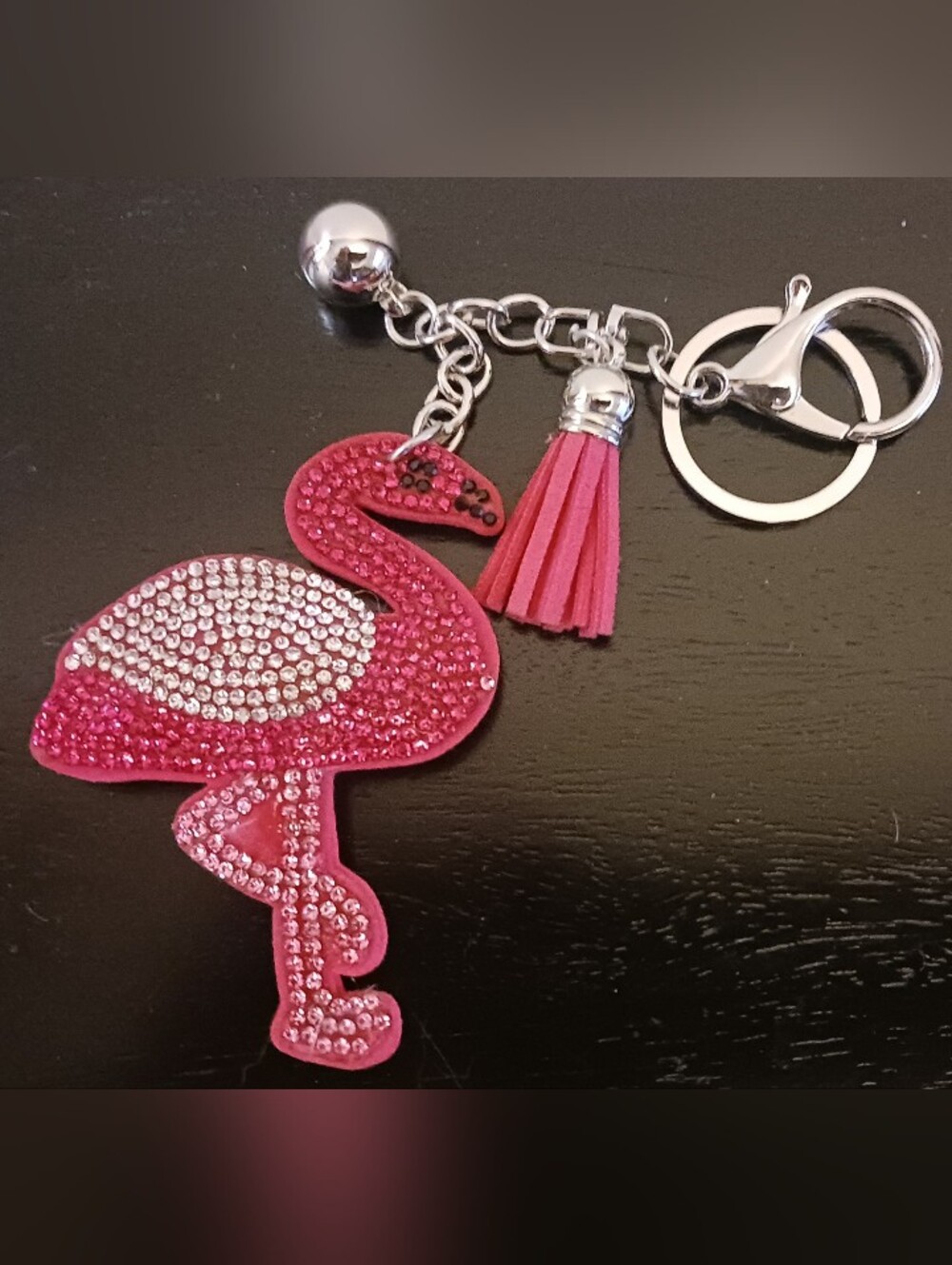 Flamingo Keychain Purse Backpack Charm Soft Pendant Sparkle Fushia Pink New